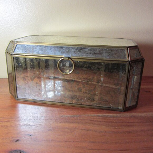 anthropologie mirrored jewelry box treasure chest (W6033)